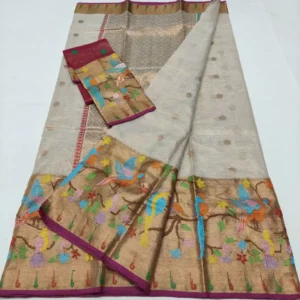 Pure zari tissue kota saree with heavy pathany border